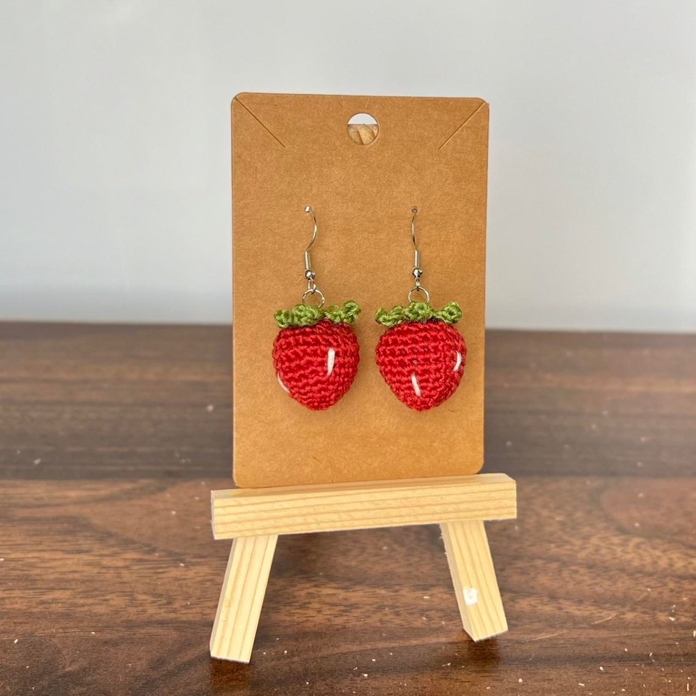 Crochet Strawberry Earrings